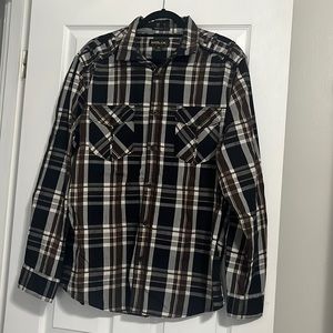 Helix Plaid Casual Button Down XL